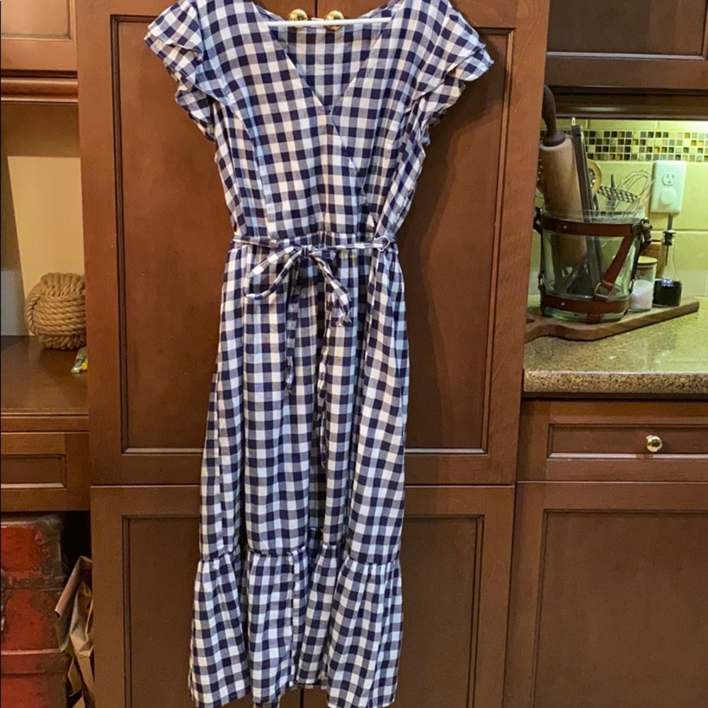 Old navy navy blue/white gingham dress. Sz. L.